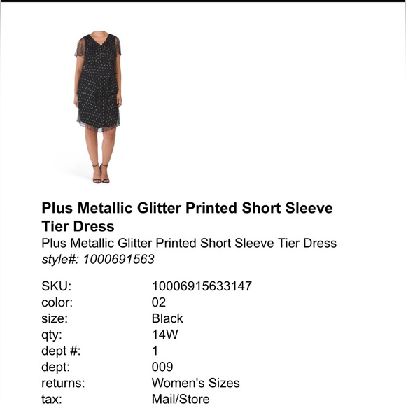 Metallic Glitter Printed Short Sleeve Tier Dress - Picture 6 of 7